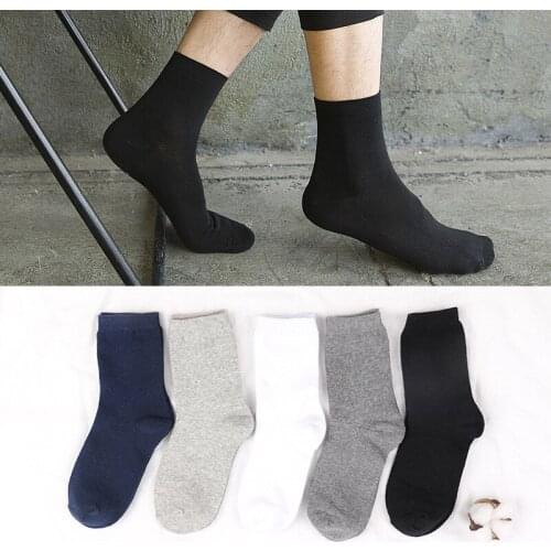 Autumn Men Business Socks Pure Cotton Absorb Sweat Breathe Freely 200 Needles High Quality Mens Socks 5pair/lot