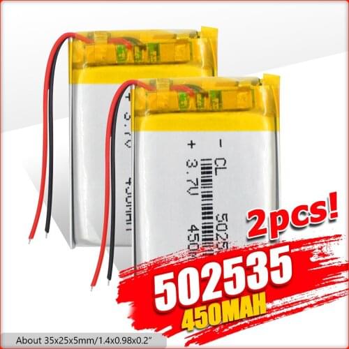 502535 3.7V 450mAh Rechargeable Li Polymer Lithium Battery For PSP PDA GPS DVD Car Keys MID POS Electric Toys