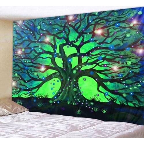 Psychedelic Tree Tapestry Fantasy Landscape Mandala Wall Tapestry Lace Hippie Tapestry Living Room Bedroom Home Decoration