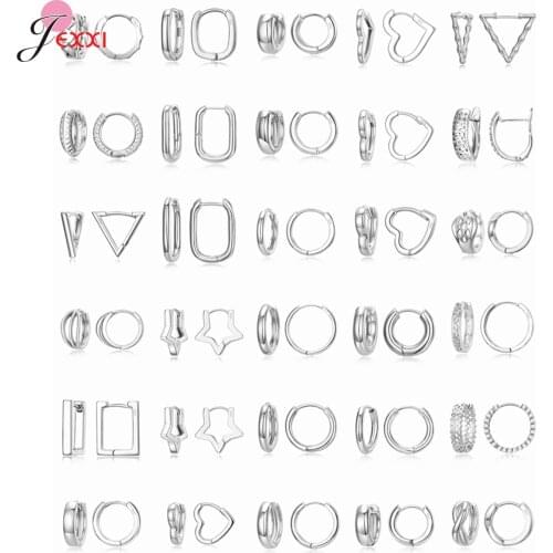 Fashion Minimalist Triangle Square Circle Hoop Earrings Simple 925 Sterling Silver Statement Earings Women Jewelry Accessories
