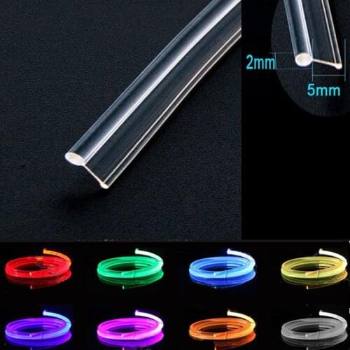 Super Bright 2.0 mm Plastic Skirt Edge Side Glow Optical Fiber with Flat Side Wing Transparent PMMA FDDI Car Lighting Decor
