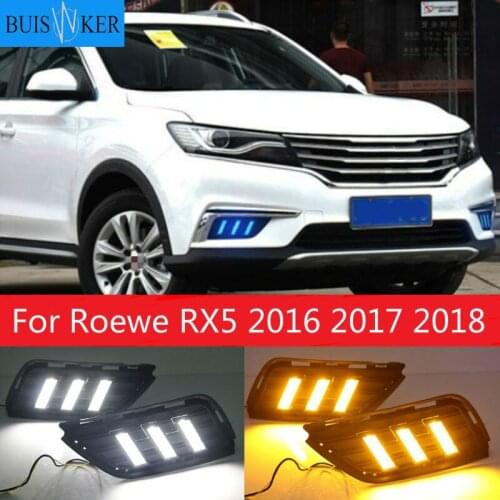 LED Daytime Running Lights DRL Fog Lamp with Yellow Turn Signal Lamp For Roewe RX5 2016 2017 2018