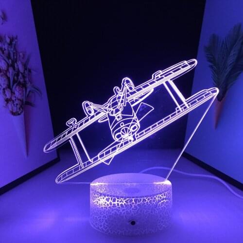 3D Night Light White Cracked Base Acrylic Panel 7 Color Changes With Remote Control for Home Bedroom Taable Decoration LED Lamp