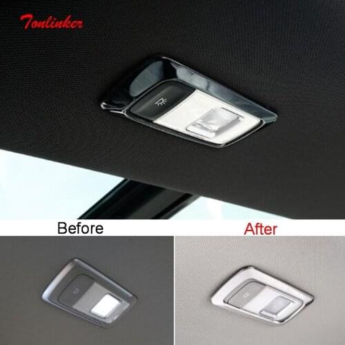 Tonlinker Interior Car Readlight Cover sticker For Geely SX11 Coolray 2018-20 Car styling 2 Pcs Stainless steel Cover Sticker