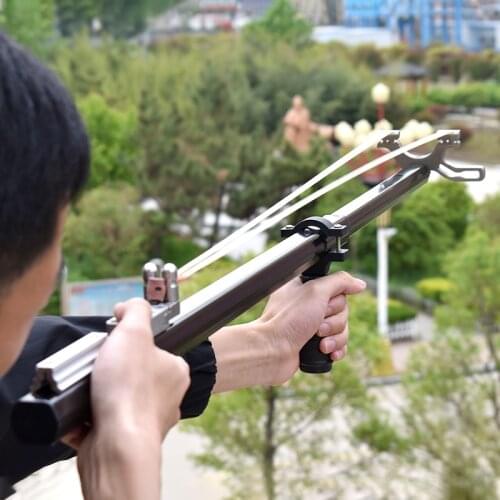 Retractable Slingshot Stainless Steel Bow Head High Power Laser Aiming Straight Rod Catapult Outdoor Hunting Shooting Slingshots