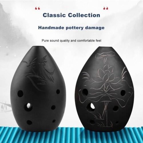 Xun 8 hole C-tone clay professional Chinese flute ocarina for beginners practice with xun black pottery ancient xun instrument