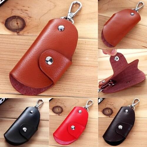 YIKAA New Leather Keys Wallet Bag Purse Case Holder Keyring Pouch Bag Key Safe Hanger