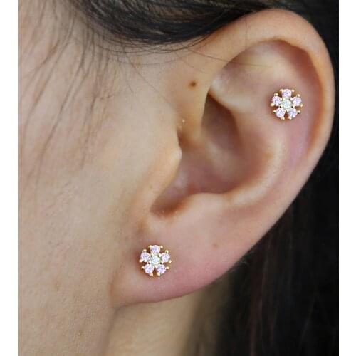 925 Sterling Silver Korean Version Simple Hollow Flower Stud Earrings Women Romantic Sweet Gold Color Plating Jewelry Gift