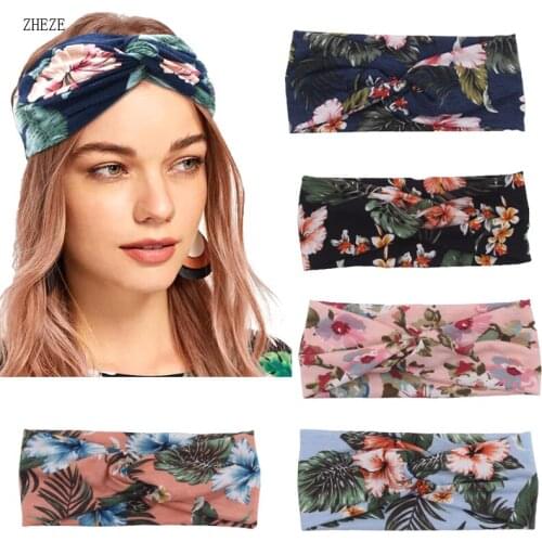 12Pcs/Lot Bohemia Summer Width Cross Knotted Floral Headwrap 6 Colors New Trendy Woman Girls Hairband DIY Bandanas Head Wear