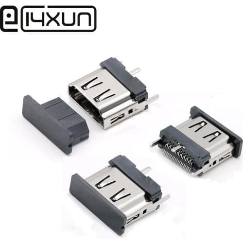 2pcs DIY HDMI Type A Welding Type FEmale Plug jack 19 Pin DIP Connector Nickel Plated Socket