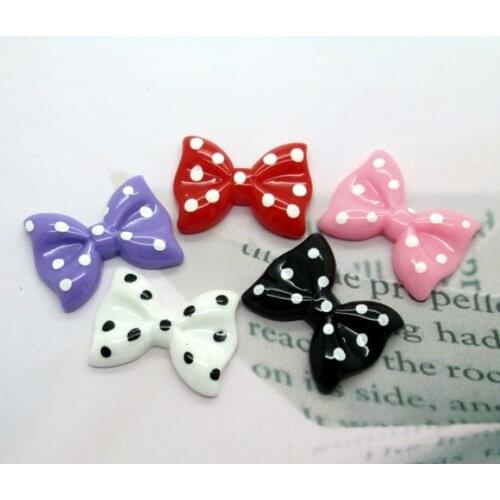 20Pcs Resin Mixed Bowknot Dot Crafts Flatback Cabochon Scrapbooking Decorations Fit Hair Clips Embellishments Beads Diy