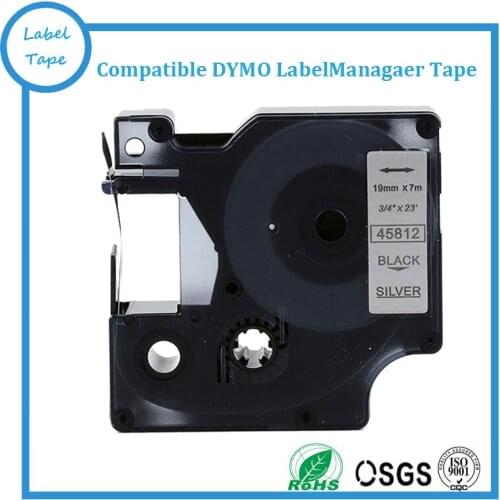 3PK/lot Compatible DYMO 45812 D1 tape cassette Black on Silver 19MM