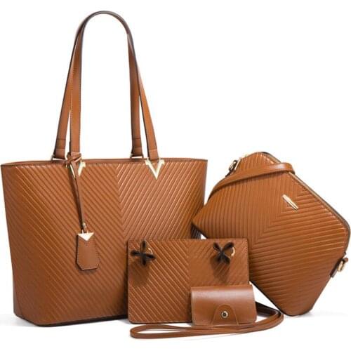 4ps Totes Women Bags Set Luxury Female Handbags Pu Leather Shoulder Bags Brand High Quality Composite Bags Womens Messenger Bag