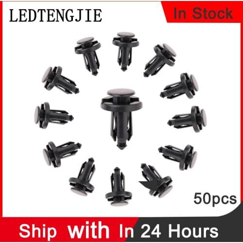 50 Pieces of Black Multi Size Optional Bumper Core Piercing Pin Hole Plastic Rivet Buckle Automobile Fastener For Toyota Honda