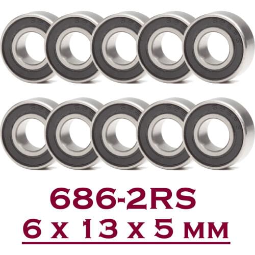 686RS Bearing High Quality ( 10 PCS ) 6*13*5 mm Hobby Electric RC Car Truck 686 RS 2RS Ball Bearings 686-2RS Black Sealed