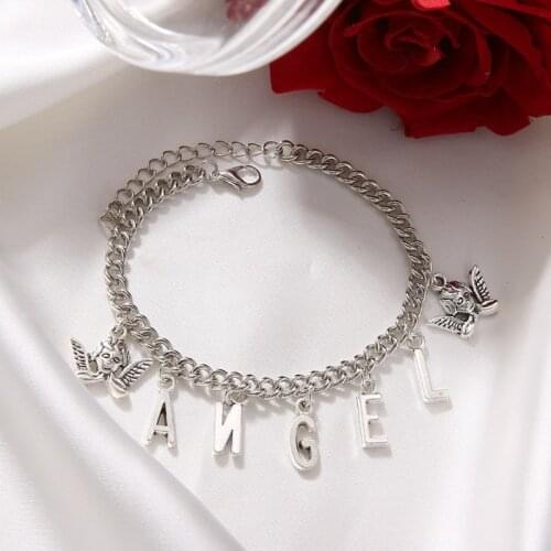 ALIUTOM Silver Color Charm Bracelet For Women Man Angel Letter Multi-layer Vintage Simple Bracelets Party Jewelry Gift Trendy