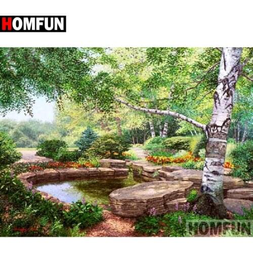 HOMFUN Full Square/Round Drill 5D DIY Diamond Painting "Landscape tree" Embroidery Cross Stitch 5D Home Decor Gift A07692