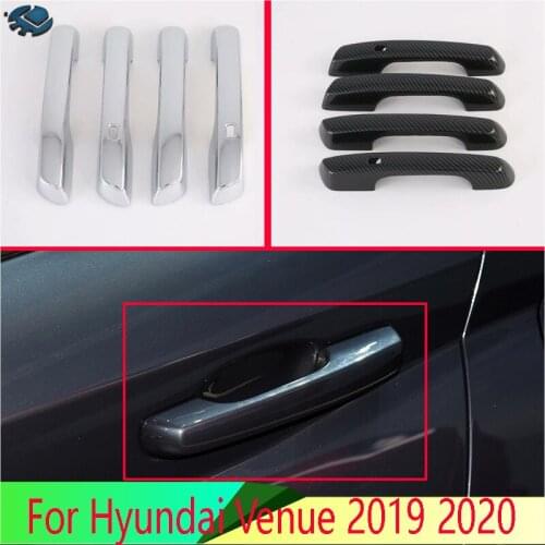 For Hyundai Venue 2019 2020 Car Accessories ABS Chrome Door Handle Cover With Smart Key Hole Catch Cap Trim Molding