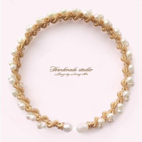 CCijiNG Simple Line Pearl Jewelry Handmade Luxury Brand Design Natural Pearl Open Cuff Bracelets & Bangles AccessoriesSZ3010