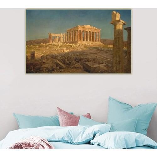 Citon Frederic Edwin Church《Parthenon Athens》Canvas Art Oil Painting Artwork Poster Picture Backdrop Wall Decor Home Decoration