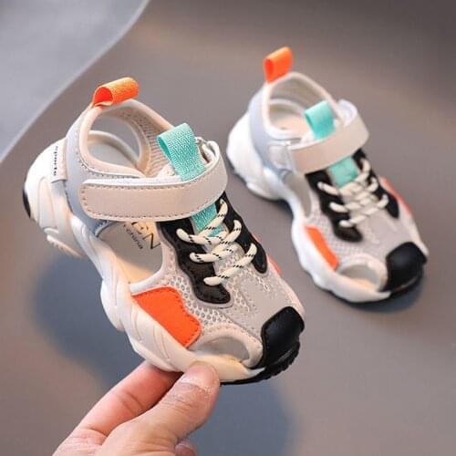 Childrens Leather Sandals Summer New Soft Bottom Boys Babys Middle And Small Children Sports Girls Non-slip Beach Shoes Tide