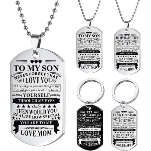 Kids Necklace Stainless Steel To My Son Daughter Just Do Your Best Love Mom Dad Dog Tag Military Necklace Birthday halloween