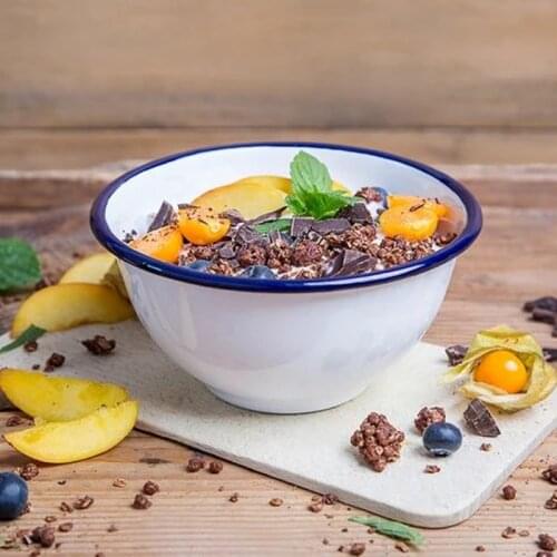 Enameled Treat Bowls Cereal Salad Popcorn Fruit Container Home Movie Snack Bowl Restaurant Kitchen Tableware Noodle Dinnerware