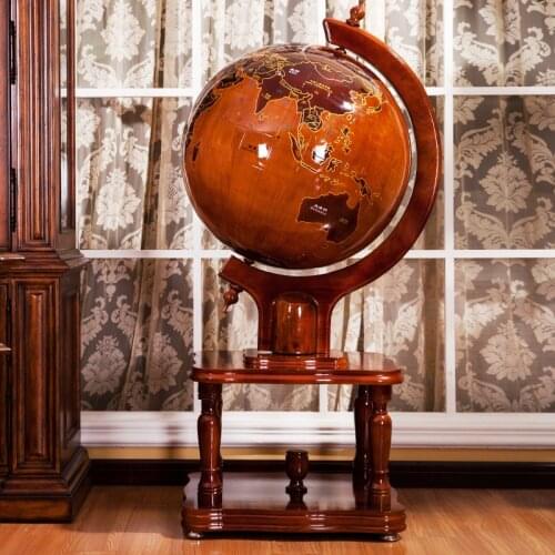 GY Solid Wood Earth Instrument Floor Ornaments Office Decorations Crafts Opening Gift Globe Ornament
