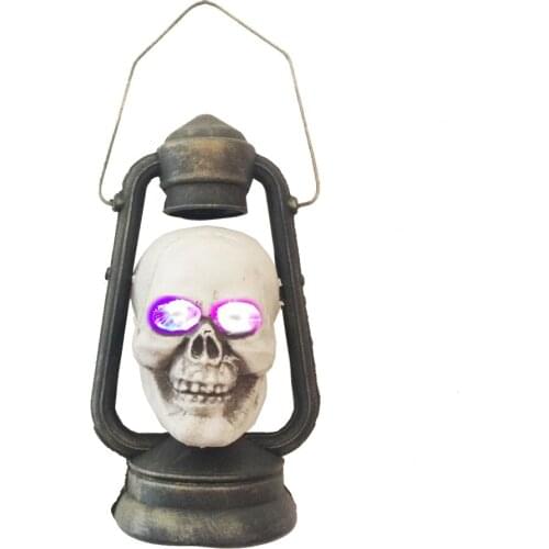 Halloween LED Skull Lantern With Red LED Light up Eyes 100% Plastic for Horror Haunted House Halloween Decoration