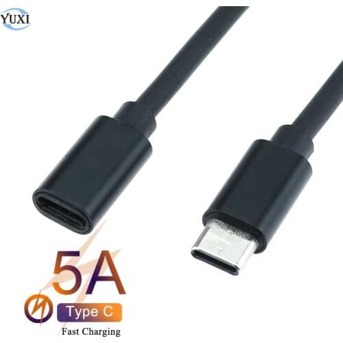 YuXi USB C to USB C Type C Cable Male to Female 5A PD Fast Charging Charger Cable for MacBook for Samsung S10 S9 Note 10
