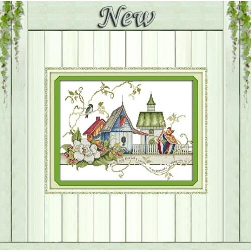 The birds home cartoon diy painting counted printed on canvas DMC 11CT 14CT kits Chinese Cross Stitch embroidery needlework Set
