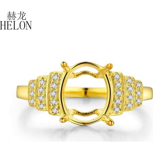 Diamonds Ring Solid 14k Yellow Gold AU585 Engagement Wedding Natural Diamonds Semi Mount Ring Setting Fit Oval 10x13mm