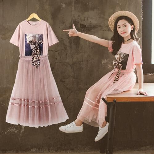 Dress For Girls Summer Girl Lace Dresses Clothes Set Fashion Party Prom Dress Kids Pattern Teenage Child Costume 5 8 10 12 14 Y