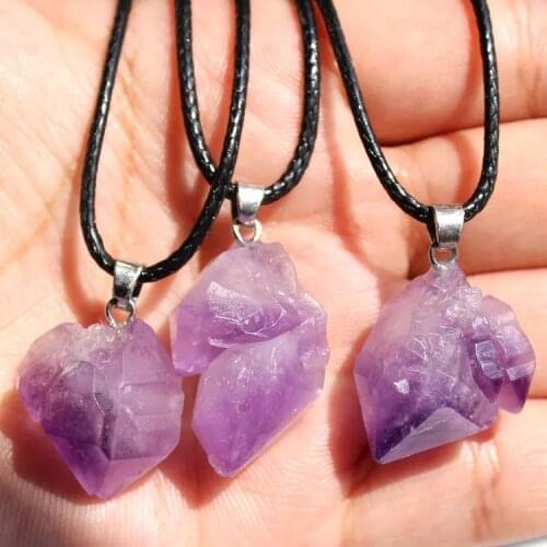 MOKAGY Rough Raw Natural Amethyst Quartz Crystal Point Pendant 1pc