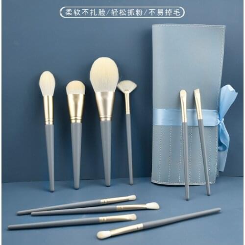 10 Pcs Makeup Brush Suit Contour Powder Foundation Concealer Eyebrow Eye Shadow Highlight Blush Lips Make Up Tool Wooden Handle