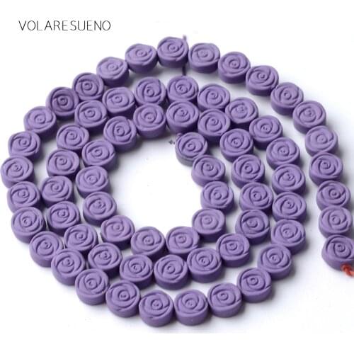 Natural Stone Purple Hematite Stone Rubber Matte Round Petal Beads For Jewelry Making 6mm Space Loose Beads Diy Bracelet 15"