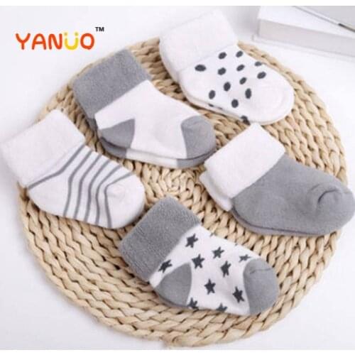 5pairs Newborn Baby Socks Thick Cartoon Comfortable Cotton Socks for Children Boys 0-2 Years Old Baby Clothes Accessories