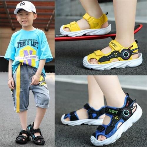 2021 summer new childrens sandals fashion cartoon boys' sandals outdoor anti kick soft bottom anti slip beach sandals