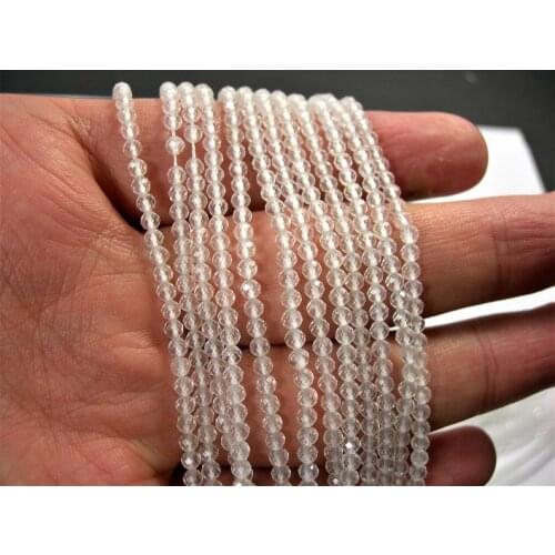 Wholesale 1string Natural Clear Quartz Crystal Faceted Round Beads 3mm 4mm Micro Faceted Loose Gem Stone Beads 15.5" strand