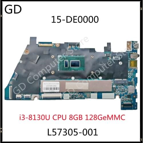 GD Original For HP Chromebook 15-DE0000 Laptop Motherboard L57305-001 With i3-8130U CPU 8GB RAM 128GeMMC Full Tested