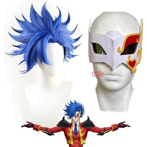 Anime SK8 The Infinity Adam Shindo Ainosuke Cosplay Wig Adams Blue Short Hair Blindfold Women Man Wig SK Eight Cos Wig + Wig Cap