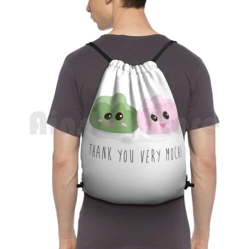 Mochi Food Pun Backpack Drawstring Bag Riding Climbing Gym Bag Food Food Puns Puns Funny Cute Adorable Kawai Mochi Asian