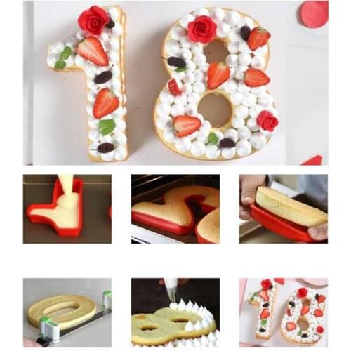 1 Set Silicone Arabic Number Molds Tray 0-8 Cake Mold Anniversary