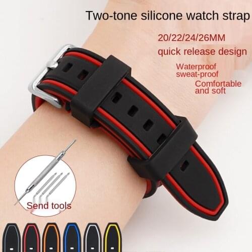 Silicone Rubber Sports Waterproof Watch Band Chain Men and Women 20/24/22mm Accessories for Citizen Seiko