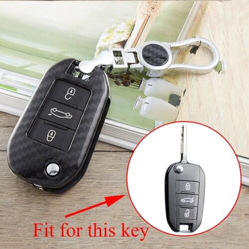 Carbon Fiber Texture Key Fob Case Holder Bag Cover Fit For Peugeot Citroen C4 C3-XR C-Elysee 2016 2017 2018 Accessories Decorate