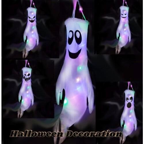 Halloween Decoration Hair Dryer Glowing Ghost Flag Polyester Ghost Flag Easter Ghost Face Hair Dryer Easter Decor for Home Party