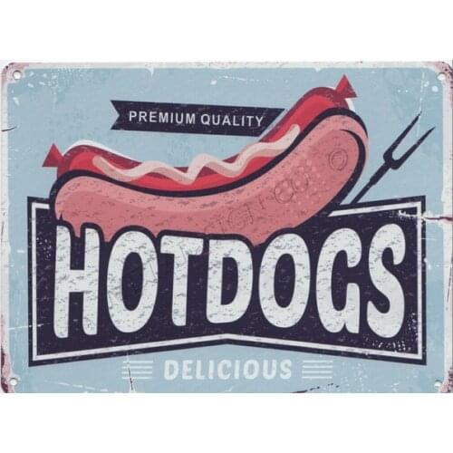 Delicious HOTDOGS METAL SIGN RETRO VINTAGE Fast Food Cafe Diner