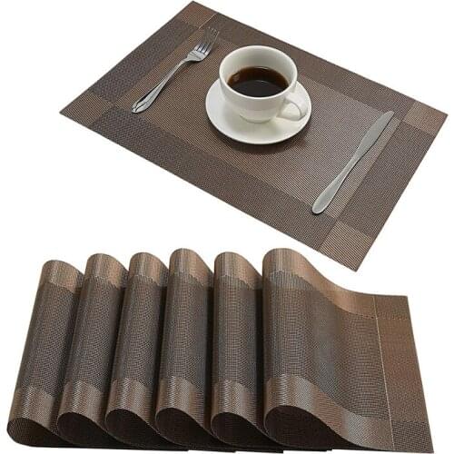 Waterproof Placemats Easy to Clean Heat Resistant Washable Durable PVC Wipeable Placemats For Dining Table PVC Pad