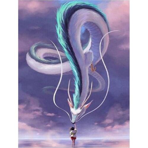 Embroidery 5D Diamond Painting Hayao Miyazaki Cross Stitch Kits Spirited Away Dragon Rhinestone Mosaic Kids Room Decor XN068