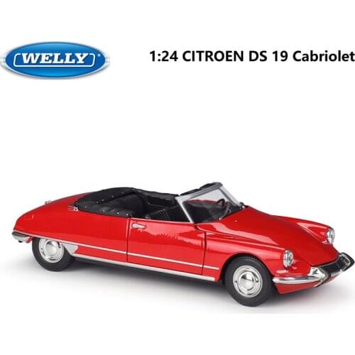WELLY Diecast 1:24 Car CITROEN DS 19 Cabriolet Simulator Classic Model Vintage Car Alloy Metal Toy Car For Kid Gift Collection